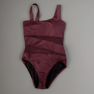 Carmen Marc Valvo Red One-Piece Swimsuit with Ruched Bodice